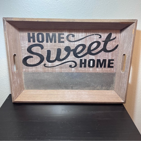 Source Unknown Other - Farmhouse "Home Sweet Home" Wooden Decorative Tray - Rustic Large
